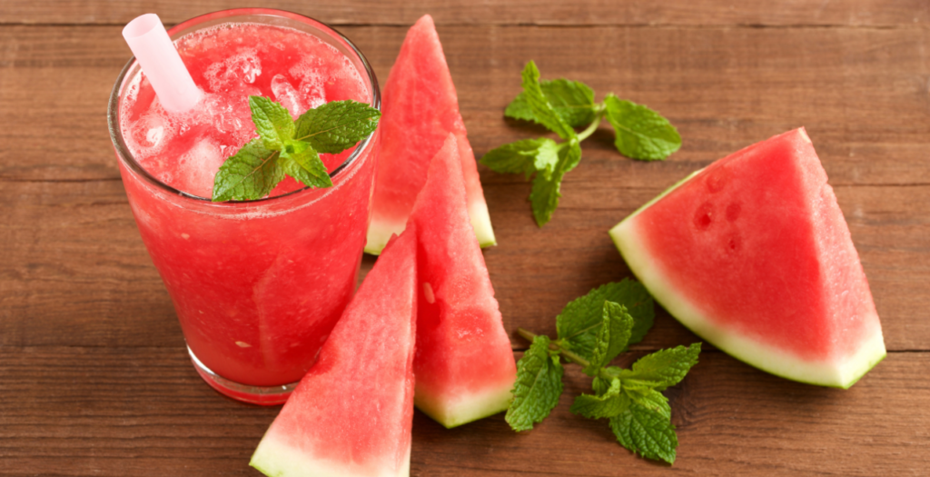 A glass of watermelon and mint cooler
